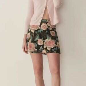 DOEN Skirt Womens XL Rose Garden Floral Giulietta 100% Silk 1920s Style EUC